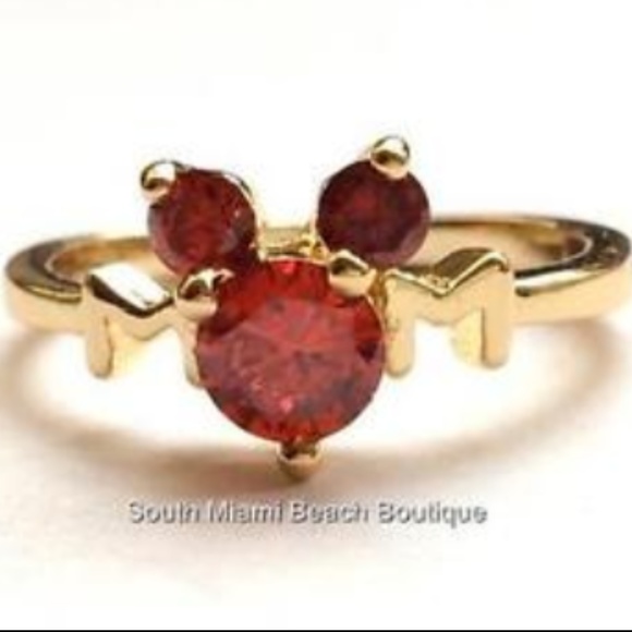 SOLD Gold Mickey Mouse Ears Ring Disney Size 6 Red - Picture 3 of 8